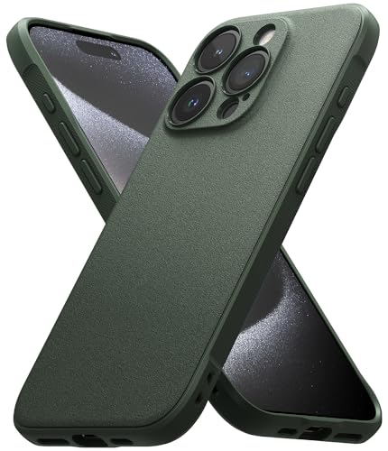 Ringke Onyx for iPhone 15 Pro Max Case, [Feels Good in The Hand] Oil & Dirt Resistant, Individual Lens Covers for Cameras, Non-Slip Enhanced Grip Lightweight Cover - Dark Green | Anti-Fingerprint Texture, Slim & Lightweight, Full-Coverage Camera Protectio