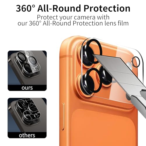 2 Pack Privacy Screen Protector for iPhone 17 Pro Max with 2 Pack Camera Lens Protector, 9H Hardness Double Shatterproof Anti-Spy Tempered Glass Film, Easy Installation - size: iPhone 17 Pro Max