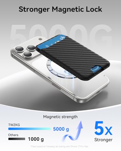 TWZKG for MagSafe Wallet, 3 Cards Holder, Slim Magnetic Phone Wallet for iPhone 17/16/15/14/13/12 Pro Max Plus Air Series,RFID Blocking Vegan Leather,Carbon Fiber - color: Carbon Fiber