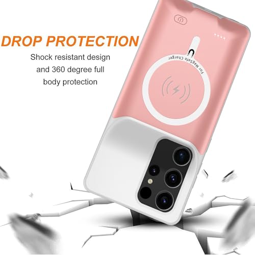 Battery Case for Galaxy S22 Ultra/S23 Ultra,12000mAh High Capacity Rechargeable Portable Protective Extended Charger Case Compatible with S22 Ultra/S23 Ultra 6.8inch Charging Case with Wireless-Pink - size: Galaxy S22 Ultra/S23 Ultra