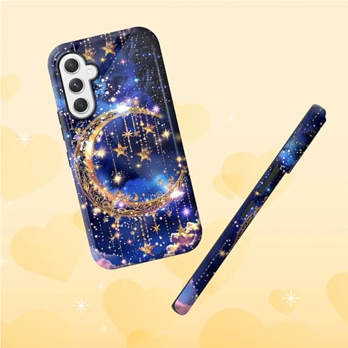 Moon Dreamcatcher Phone Case for Samsung Galaxy S25, Dual Layer Shockproof Rugged Cover with Soft TPU + Hard PC, Anti-Scratch Slim Fit Wireless Charging Compatible - color: Moon Dreamcatcher, size: 6.2" Galaxy S25