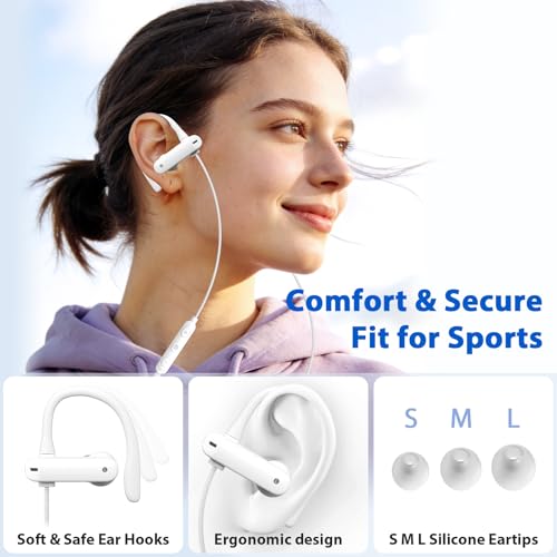 APETOO USB C Headphones Earbuds with Earhook Mic & Volume Control White - color: White