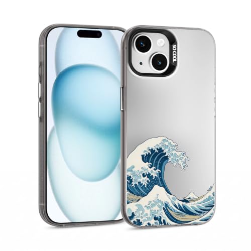 for iPhone 15 Case, TPU, Drop Protection, Waves | Matte Silver Back, Shockproof, Fade-resistant, Anti-yellow, Lens Protection, Precise Cutout, Slim grip, Waves - color: Waves, size: iPhone 15