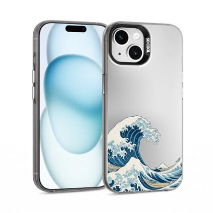 for iPhone 15 Case, TPU, Drop Protection, Waves | Matte Silver Back, Shockproof, Fade-resistant, Anti-yellow, Lens Protection, Precise Cutout, Slim grip, Waves - color: Waves, size: iPhone 15