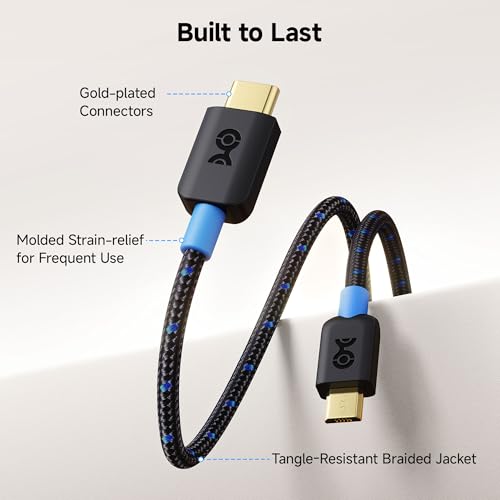 Cable Matters Braided USB C to Micro USB Cable, 1ft, Black - size: 1 Foot