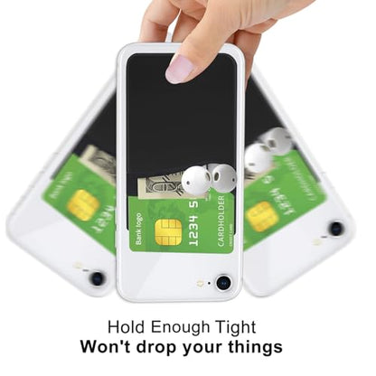 Senose Phone Card Holder, Phone Wallet Stick On Double Cellphone Pocket - color: Black*2+White*2+Gray*2