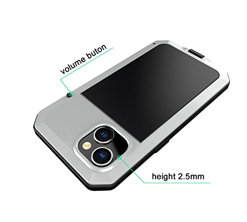 for iPhone 14 Case, 360 Full Body Protective Cover Heavy Duty Shockproof Tough Armour Aluminum Metal Case with Silicone Built-in Screen Protector for Apple iPhone 14 6.1 Inch - Silver - color: Silver