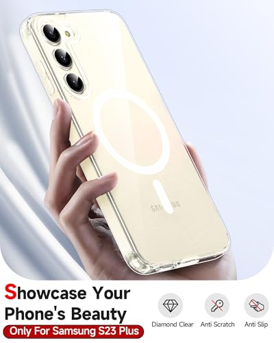 LeYi for Galaxy S23 Plus Phone Case: [Mag-Safe Fit] with Raised Camera Guard, Matte Translucent Slim Translucent Soft-Touch Protective para Samsung S23 Plus 5G Case, Clear - color: Clear, size: Galaxy S23 Plus (6.6 Inch)