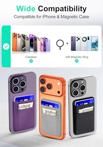 Senose Purple Magnetic Wallet, Slim Magnet Phone Wallet for Back of Phone | Compatible for Magsafe Wallet iPhone 17/16/15/14/13/12 Pro Max Plus Air Series, 1 Card Slot, 1 Cash Slot, Dark Purple - color: Dark Purple