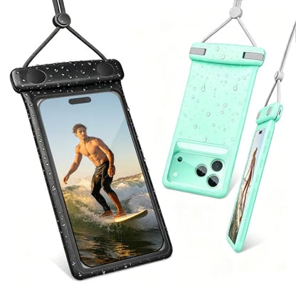 wellhouse Waterproof Phone Pouch, Waterproof Phone Case for iPhone17 16 15 14 Pro Max XS Samsung, IPX8 3D Cellphone Dry Bag Beach Essentials -2 Pack -Duke Black & Green 7.0" - color: 2 Pack - Duke Black & Green 7.0"