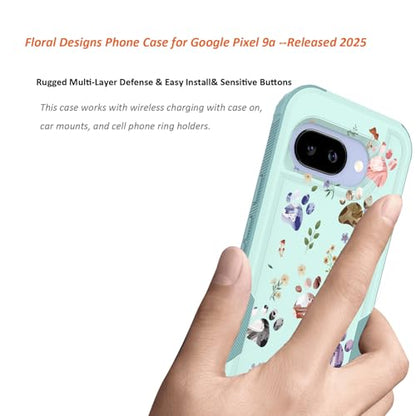 for Google Pixel 9a Case 2025: (Dog Paw/Garden) | Cute Flowers Floral Design, for Girls Women, Slim Soft TPU Bumper, Shockproof Silicone Cell Phone Cover - color: Dog Paw/Garden