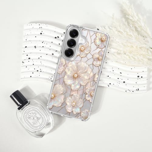 for Samsung Galaxy S26 Magnetic Case【Compatible with MagSafe】 Aesthetic Oil Painting Stained Glass Flower Design, Slim Fit Hard PC Back Shockproof Cute Clear Phone Cover, Light Pink - color: Light Pink, size: Galaxy S26