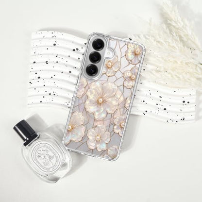 for Samsung Galaxy S26 Magnetic Case【Compatible with MagSafe】 Aesthetic Oil Painting Stained Glass Flower Design, Slim Fit Hard PC Back Shockproof Cute Clear Phone Cover, Light Pink - color: Light Pink, size: Galaxy S26