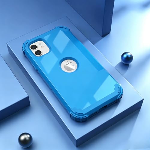 IDweel for iPhone 11 Case with Screen Protector for Women, Luxury Hybrid 3 in 1 Shockproof Slim Fit Heavy Duty Protection Hard PC Cover Soft Silicone Bumper Full Body Case,Glitter Sky Blue - color: Glitter Sky Blue