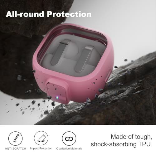 for Samsung Galaxy Buds 4/Buds 4 Pro Case (2026) with Secure Safety Lock Clip,Shockproof Scratch-Resistant TPU Transparent Soft Shell Protective Cover Accessories with Carabiner/Cleaning Kit(Pink) - color: Pink