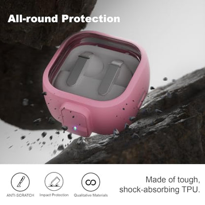 for Samsung Galaxy Buds 4/Buds 4 Pro Case (2026) with Secure Safety Lock Clip,Shockproof Scratch-Resistant TPU Transparent Soft Shell Protective Cover Accessories with Carabiner/Cleaning Kit(Pink) - color: Pink