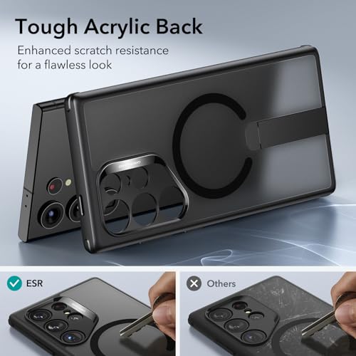 ESR for Samsung Galaxy S24 Ultra Magsafe Case with Kickstand, Wireless Charging Compatible with Magnetic, 3 Stand Modes, Military-Grade Protection, Shockproof Case Slim Fit for S24 Ultra, Black - color: Magsafe Boost-Frosted Black