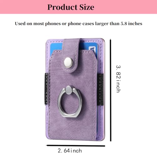 Card Holder for Phone Case, Ring Stand Stick on Phone Wallet - color: Purple
