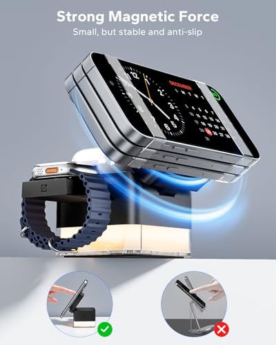 KPON for iPhone Nightstand Charging Station, 3in1 Wireless Charger Stand - color: Black