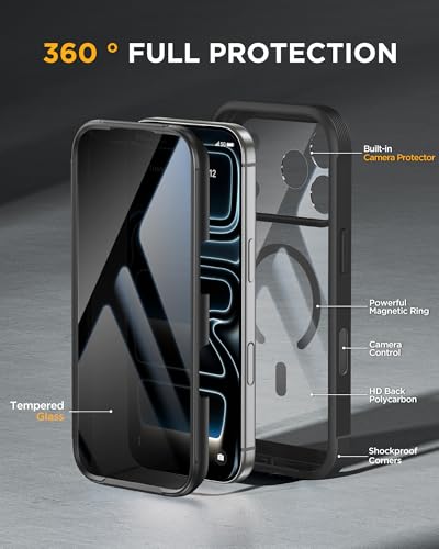 miracase for iPhone 17 Pro Privacy Series Case, Magsafe, Black - color: Black, size: iPhone 17 Pro