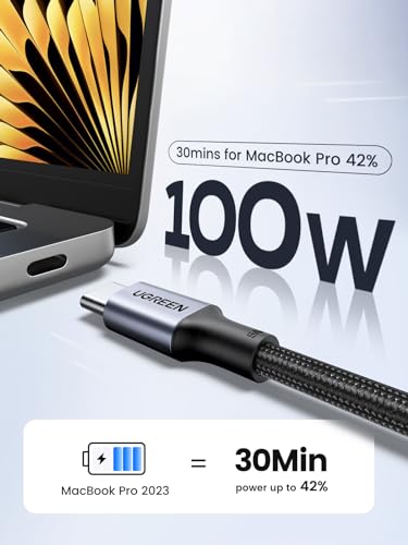 UGREEN 100W USB C to USB C Cable, Fast Charging Cable, 2-Pack, 10ft, Black - size: 10FT
