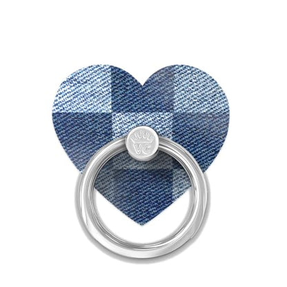VELVET CAVIAR Cell Phone Ring Holder - Finger Ring & Stand - Improves Phone Grip Compatible with iPhone, Galaxy, Most Smartphones (Denim Vibe Checkered) - color: Denim Vibe Checkered
