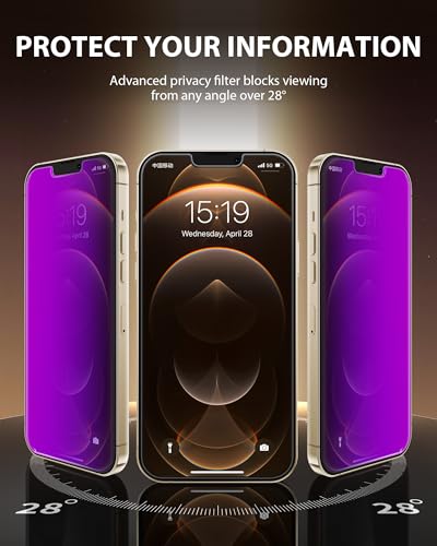 PDDKISS Compatible for iPhone 12/12 Pro Privacy Screen Protector - size: for iPhone 12 Pro - 6.1 inch Purple