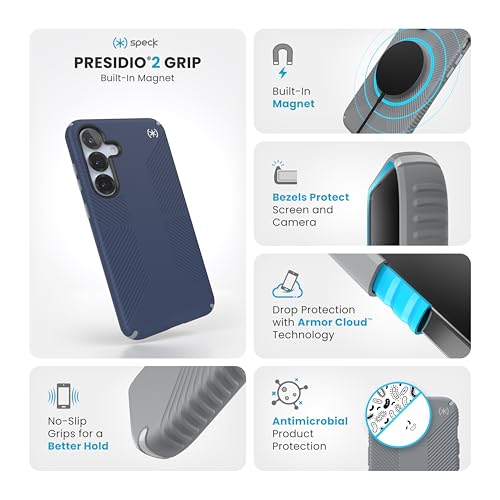 Speck Samsung Galaxy S25 Plus Case - Magnet Case, 13-Foot Drop Protection, No-Slip Grips - Samsung S25 Plus Case Magsafe - Raised Bezel and Enhanced Buttons - Presidio 2 Grip(Pack of 1)