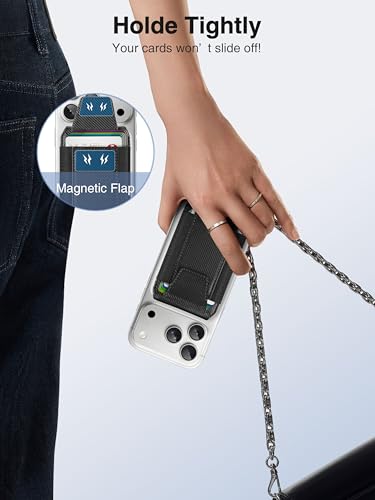 TopMade for MagSafe Wallet with Stand, 9 Cards Holder, Privacy Flap Cover - color: Black Carbon Fiber
