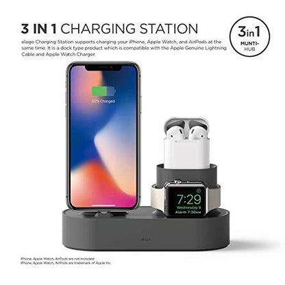 elago 3 in 1 Charging Station for iPhone, AirPods, Apple Watch - color: Dark Grey