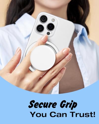 Svanove Magnetic Cell Phone Grip Compatible with Magsafe, Collapsible Phone Stand Holder Round Expanding Kickstand for iPhone Samsung Mobile Phones, Cute Soft Silicone Glossy Jelly, White - color: White, style: Magnetic