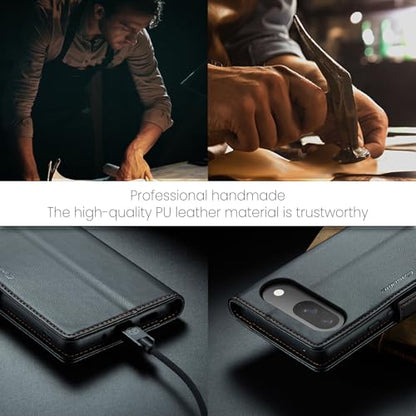 Wallet Case for Google Pixel 10/Google Pixel 10 Pro, Magnetic Flip Case with RFID Blocking Card Holder Kickstand for Women Men, Shockproof Durable Protective Phone Cover (Black) - color: Black