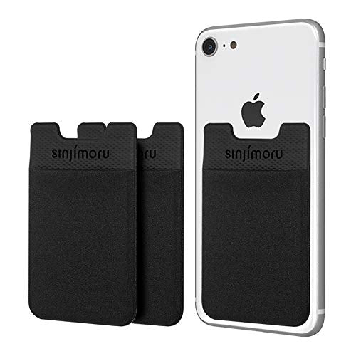 Sinjimoru Cell Phone Wallet Stick on, Adhesive Card Holder, Black 3 Pack - color: 3Pack Black
