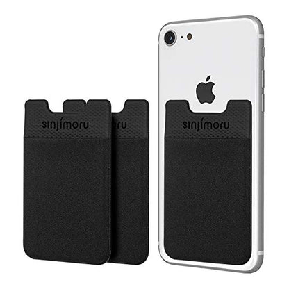 Sinjimoru Cell Phone Wallet Stick on, Adhesive Card Holder, Black 3 Pack - color: 3Pack Black