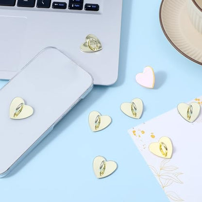 8 Pcs Cell Phone Finger Ring, Metal Phone Charm Rings Cute Cell Phones Accessories Finger Grip Sticky Metal Loop Stand for Cellphone Case Pad Tablet DIY Cellphone Case Supplies (Gold) - color: Gold