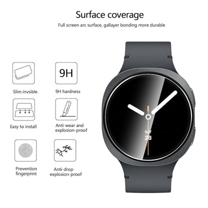Anoowkoa 4 Pack Premium Screen Protector for Samsung Galaxy Watch 8 44mm Tempered Glass Film 9H Hardness,Ultra Resistant,Anti-Fingerprints,No Bubbles,HD-Clear,Easy Install - color: chanpin