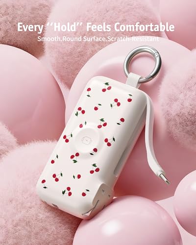 RORRY Flow Portable Charger 10000mAh 40W Wall Plug Power Bank Battery Pack - color: Cherry Print