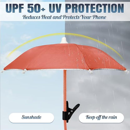 Phone Umbrella for Sun, Clip-On Phone Sun Shade, Universal Fit - color: Pink
