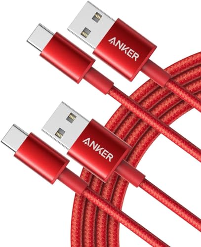 Anker USB A to USB C Cable, USB to USB C Cable (2-Pack, 6 ft, Red) - color: Red, size: 6ft