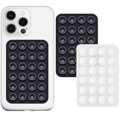 PKYAA Anteel 2 Pack Silicone Suction Phone Case Adhesive Mount, Strong Grip Holder for Selfies and Videos, Hands-Free Sticky Phone Grip for iPhone and Android, 2.17" x 3.15" (Black&Translucent) - color: Black&Translucent