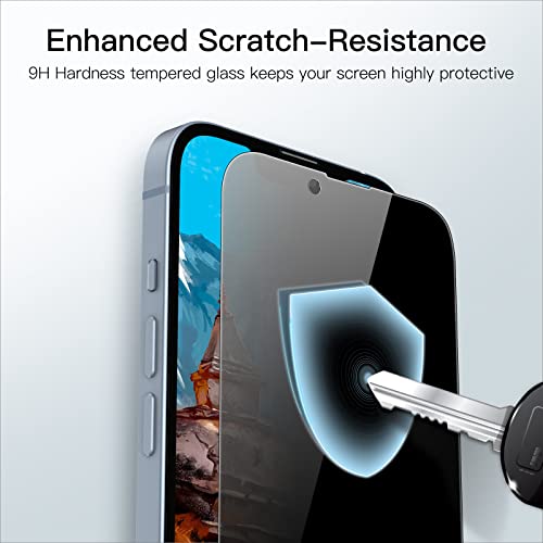 JETech Privacy Screen Protector for iPhone 14/17e, 2-Pack | Full-Coverage Tempered Glass, Edge-to-Edge Protection, Anti-Spy, Case-Friendly, HD Clear - size: iPhone 14/17e