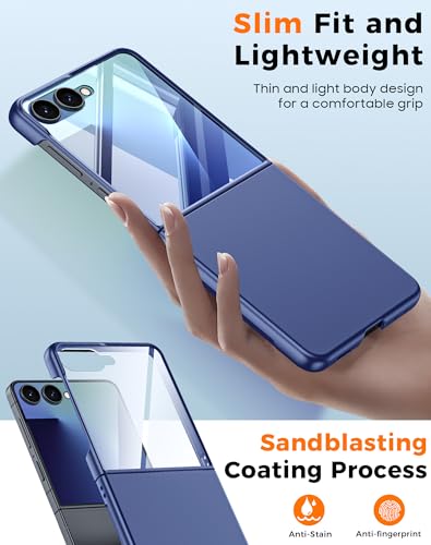 GooseBox for Samsung Galaxy Z Flip 7 Case with Screen Protection,Z Flip 7 Slim HD Clearly Case Ultra-Thin Anti-Scratch Shockproof Phone Case(Blue) - color: Flip7-Blue PYK