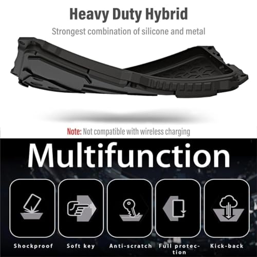 Armor Phone Case for iPhone 15 Pro Max Military Grade Drop Tested 360 Full Protection Cover Heavy Duty Hybrid Metal Bumper Built-in Silicone Shockproof Dustproof with Screen Protector - Black | Armor Heavy Duty, Full Body Cover, Aluminium Bumper, Built-in