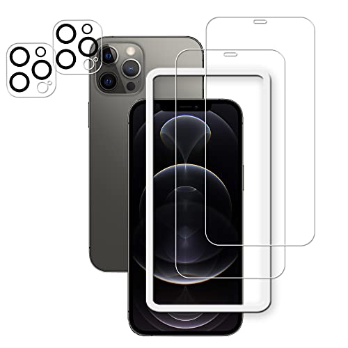 Easy Alignment Frame Designed For iPhone 12 Pro Max Tempered Glass Screen Protector 2-Pack Camera Lens Protector Film 2-Pack
