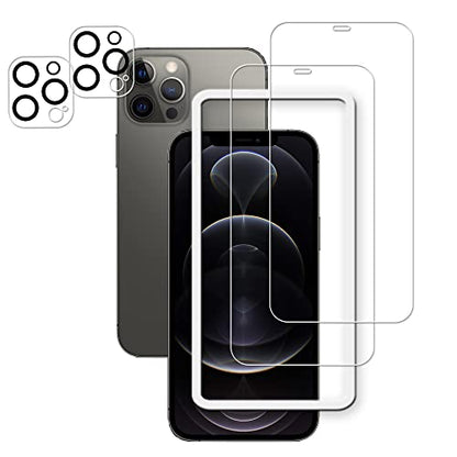 Easy Alignment Frame Designed For iPhone 12 Pro Max Tempered Glass Screen Protector 2-Pack Camera Lens Protector Film 2-Pack