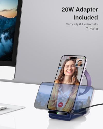 Wireless Charging Station,3 in 1 Charging Stand for Apple Multiple Devices - color: Blue