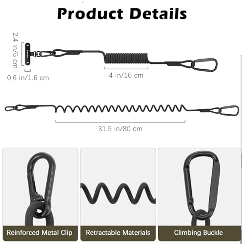 MoKo Anti-Theft Phone Tether Retractable Phone Lanyard with Carabiner Clip - color: Black