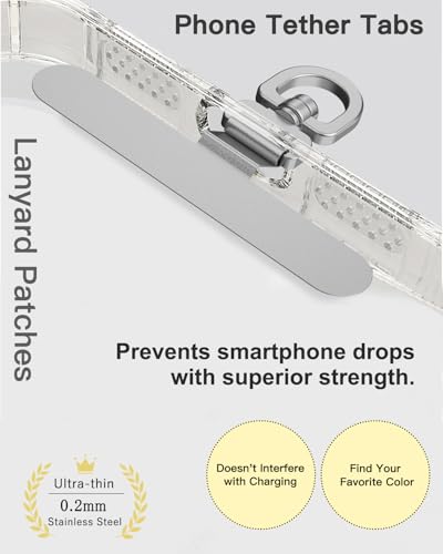 2 Pack Stainless Steel Phone Tether Tabs - Sturdy Universal Lanyard Patches for phone cases - color: Red