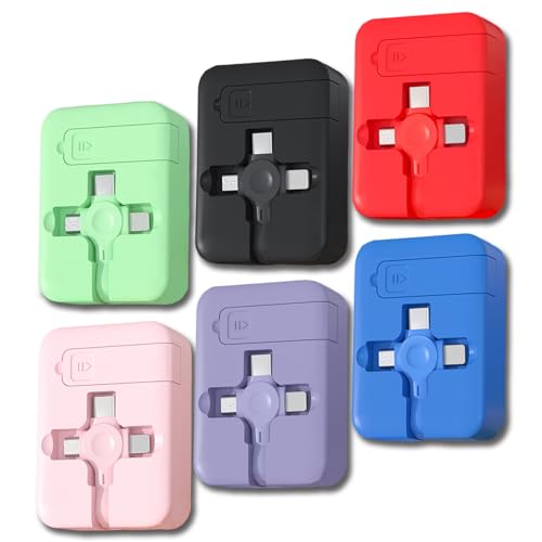 6 Pack 3 in 1 Charging Cable Retractable, USB Multi Charging cables - color: 6 Pack