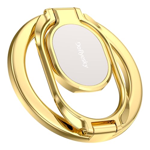 Doflyesky Magnetic Phone Ring Holder for Magsafe Phone Grip, Dual-Sided Magnetics Adjustable Gym Phone Holder Finger Kickstand for iPhone 17, 17 Air, 16, 15-12 Pro Max and Android Phone Cases (Gold) - color: Gold